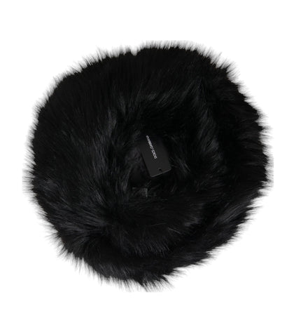 Dolce & Gabbana Black Faux Fur Womens Bucket Hat