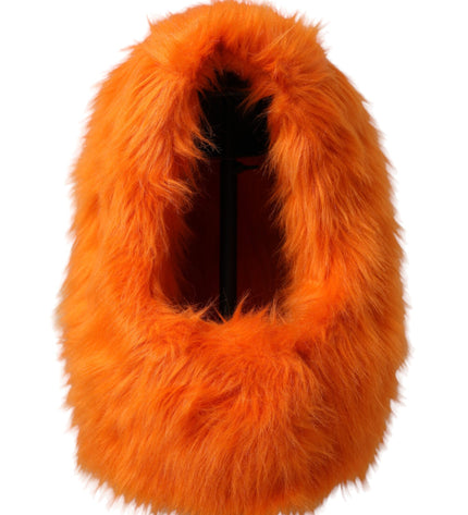 Dolce & Gabbana Orange Faux Fur Whole Head Wrap Hat