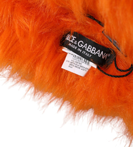 Dolce & Gabbana Orange Faux Fur Whole Head Wrap Hat