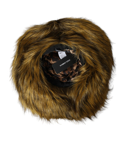 Dolce & Gabbana Brown Modacrylic Faux Fur Bucket Hat