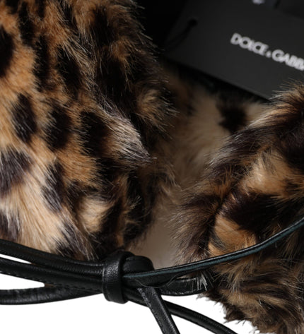 Dolce & Gabbana Multicolor Leopard Fur Trapper Women Hat