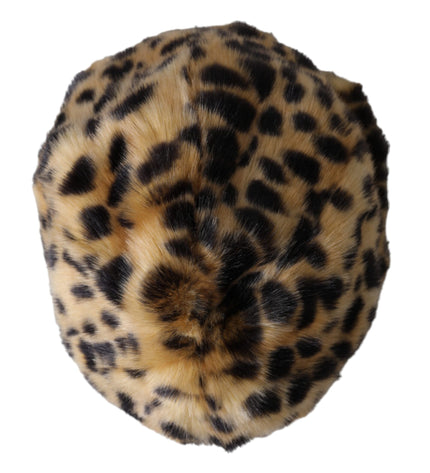 Dolce & Gabbana Brown Leopard Fur Women Bucket Hat