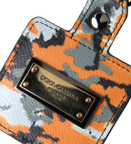 Dolce & Gabbana Multicolor Camouflage Print Leather Logo Metal Airpods Case