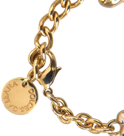 Dolce & Gabbana Gold Tone Brass Chain MY DOG Heart Bracelet