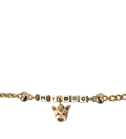 Dolce & Gabbana Gold Tone Brass Chain MY DOG Heart Bracelet