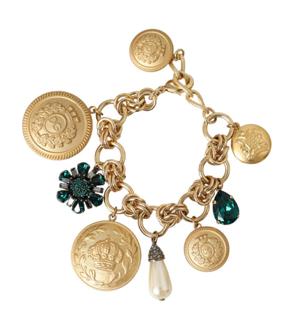 Dolce & Gabbana Gold Tone Brass Chain Crystal Women Bracelet