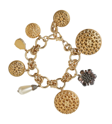 Dolce & Gabbana Gold Tone Brass Chain Crystal Women Bracelet