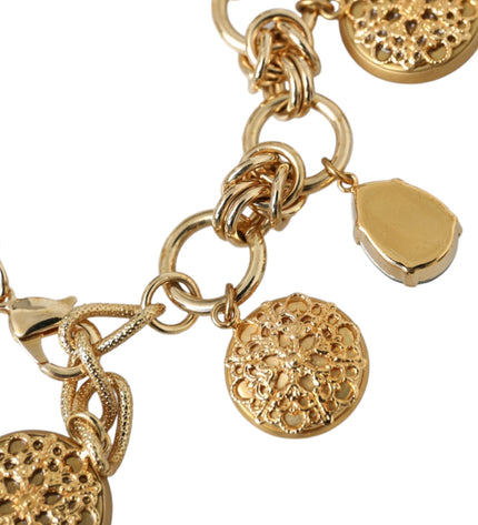 Dolce & Gabbana Gold Tone Brass Chain Crystal Women Bracelet