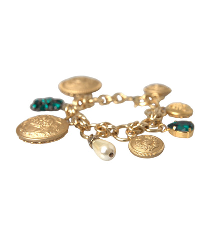 Dolce & Gabbana Gold Tone Brass Chain Crystal Women Bracelet