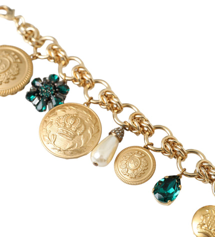 Dolce & Gabbana Gold Tone Brass Chain Crystal Women Bracelet