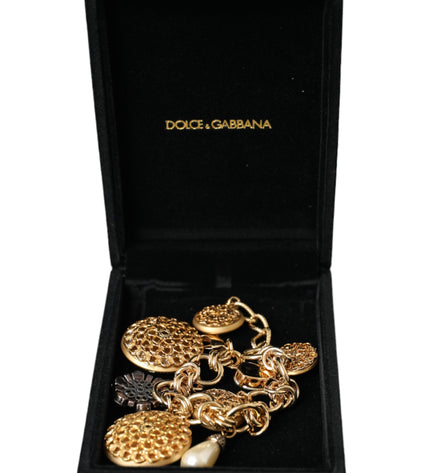 Dolce & Gabbana Gold Tone Brass Chain Crystal Women Bracelet