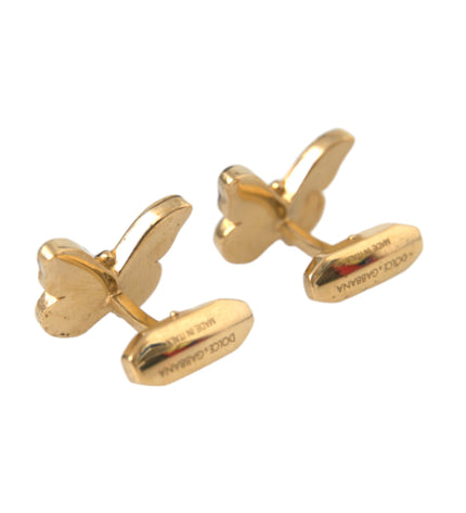 Dolce & Gabbana Gold Tone Brass Butterfly Enamel Men Cufflink