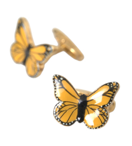 Dolce & Gabbana Gold Tone Brass Butterfly Enamel Men Cufflink