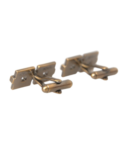 Dolce & Gabbana Gold Plated Brass Square Pin Men Cufflinks