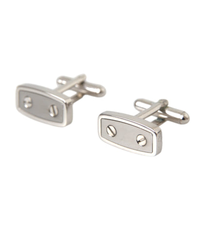 Dolce & Gabbana Silver Plated Metal Brass Pin Men Cufflinks