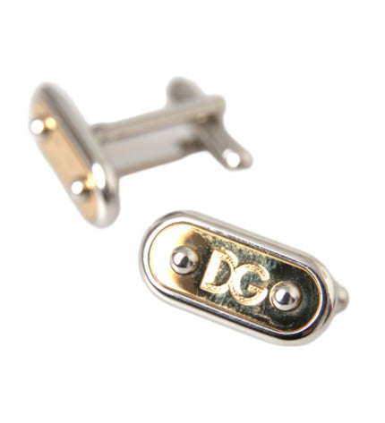 Dolce & Gabbana Silver Gold Plated Metal Brass Pin Cufflinks