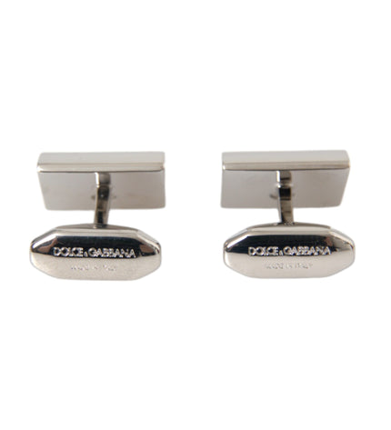 Dolce & Gabbana Silver Plated Metal Brass DG Logo Pin Cufflinks