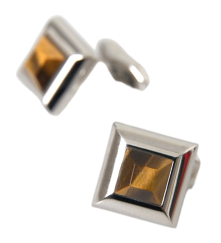 Dolce & Gabbana Silver Plated Brass Pin Crystal Cufflinks