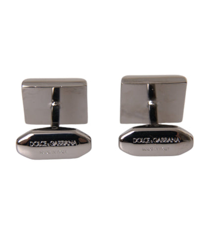 Dolce & Gabbana Silver Plated Brass Pin Crystal Cufflinks