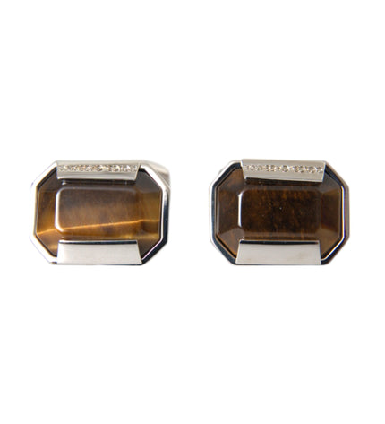 Dolce & Gabbana Silver Plated Brass Pin Crystal Cufflinks