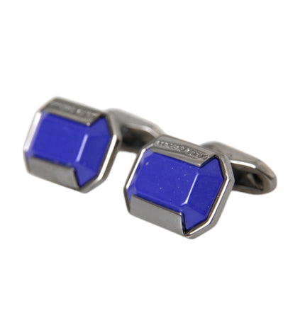 Dolce & Gabbana Silver Plated Brass Pin Crystal Cufflinks