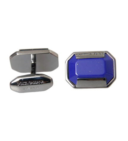 Dolce & Gabbana Silver Plated Brass Pin Crystal Cufflinks