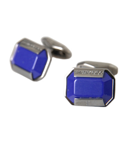 Dolce & Gabbana Silver Plated Brass Pin Crystal Cufflinks