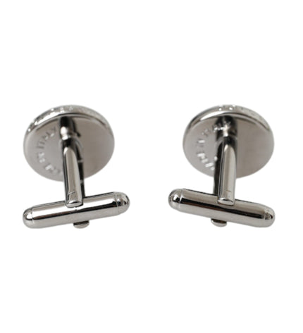 Dolce & Gabbana Silver Plated Brass Round Pin Men Cufflinks