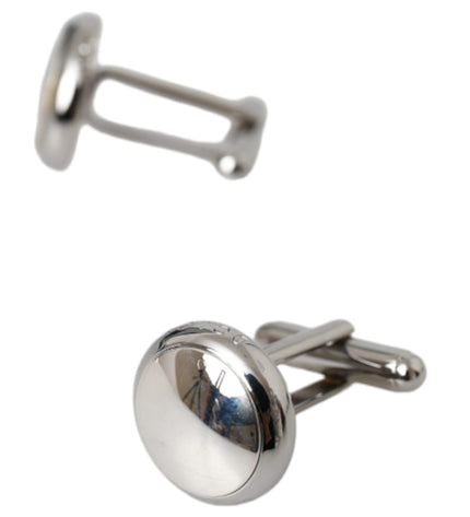 Dolce & Gabbana Silver Plated Brass Round Pin Men Cufflinks