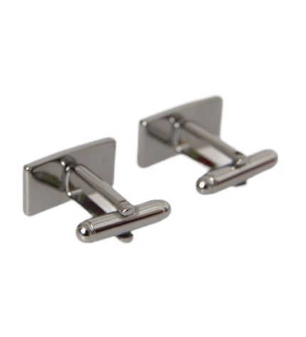 Dolce & Gabbana Silver Plated Metal Brass DG Logo Pin Cufflinks