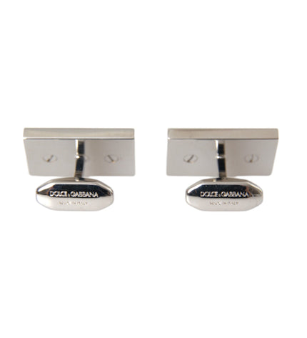 Dolce & Gabbana Silver Gold Plated Brass DG Logo Pin Cufflinks