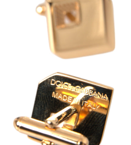 Dolce & Gabbana Gold Plated Metal Brass Square Pin Cufflinks