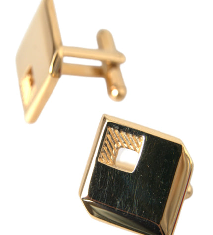 Dolce & Gabbana Gold Plated Metal Brass Square Pin Cufflinks