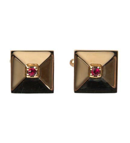 Dolce & Gabbana Gold Plated Brass Crystal Square Pin Cufflinks