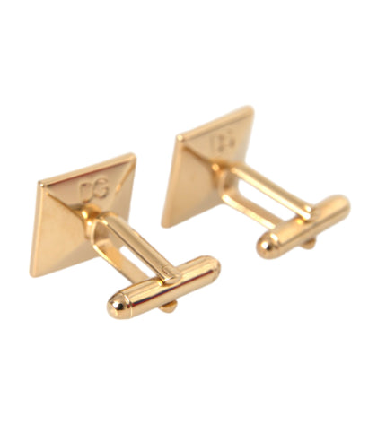 Dolce & Gabbana Gold Plated Brass Crystal Square Pin Cufflinks