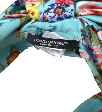 Dolce & Gabbana Turquoise Floral Applique Silk Women Headband Diadem