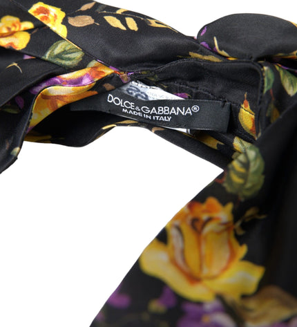 Dolce & Gabbana Black Floral Applique Silk Women Headband Diadem