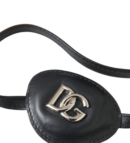 Dolce & Gabbana Black Calfskin Leather Metal DG Logo Eye Patch