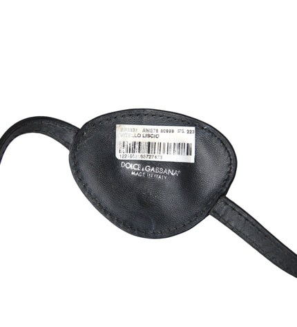 Dolce & Gabbana Black Calfskin Leather Metal DG Logo Eye Patch