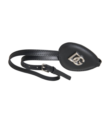 Dolce & Gabbana Black Calfskin Leather Metal DG Logo Eye Patch