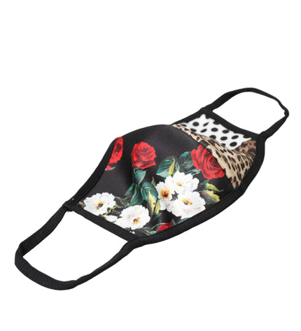 Dolce & Gabbana Multicolor Leopard Floral Elastic Ear Strap Face Mask