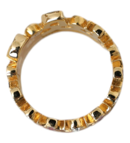 Dolce & Gabbana Gold Tone BrassCrystal Enamel DG CROWN Statement Ring