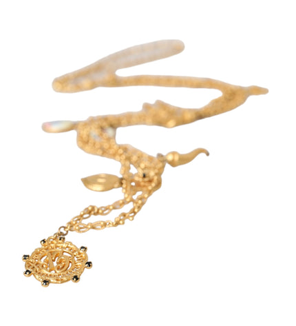 Dolce & Gabbana Gold Tone Chain Brass Charm Statement Sicily Necklace