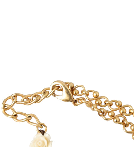 Dolce & Gabbana Gold Brass Chain Sacred Heart Crystal Charm Necklace