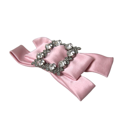 Dolce & Gabbana Pink Satin Crystal Jewelry Brooch Hair Pin