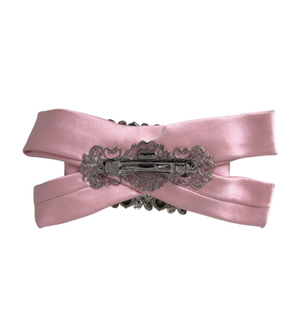 Dolce & Gabbana Pink Satin Crystal Jewelry Brooch Hair Pin