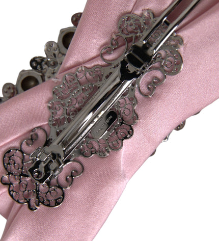 Dolce & Gabbana Pink Satin Crystal Jewelry Brooch Hair Pin