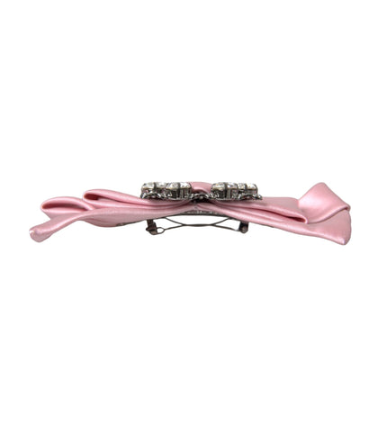 Dolce & Gabbana Pink Satin Crystal Jewelry Brooch Hair Pin