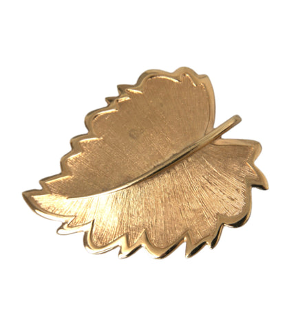 Dolce & Gabbana Gold Brass Leaf Embellished Jewelry Brooch Hair Pin