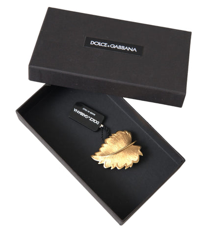 Dolce & Gabbana Gold Brass Leaf Embellished Jewelry Brooch Hair Pin